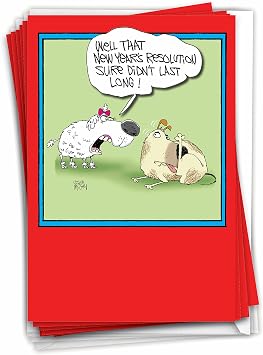 NobleWorks 12 New Year Funny Boxed Resolution Not Last Long New Year B1928