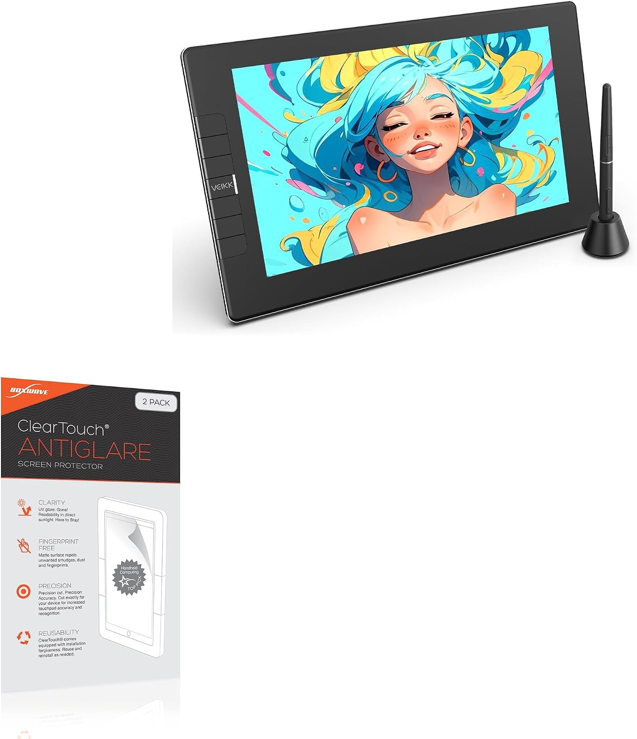 BoxWave Screen Protector Compatible with Veikk Studio VK1200 V2 - ClearTouch Anti-Glare (2-Pack), Anti-Fingerprint Matte Film Skin