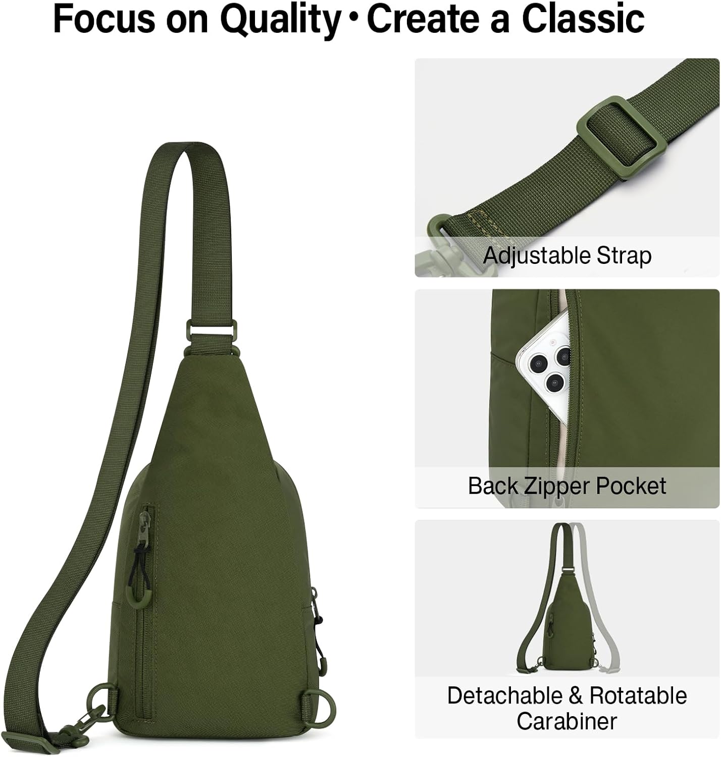 Hanke Crossbody Sling Bag for Women Men, Small & Large Casual Cross Body Sling Bags, Chest Bag for Outdoor Hiking Travel - Image 7