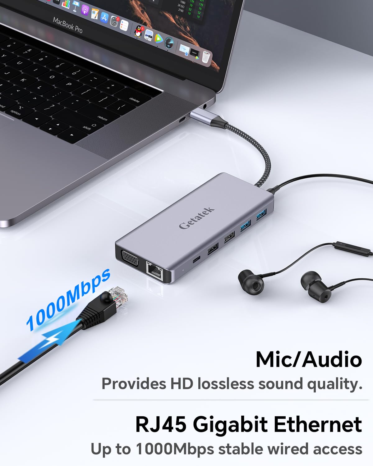 Docking station 12 in 1 USB C, adattatore Ethernet con HDMI 4K a
