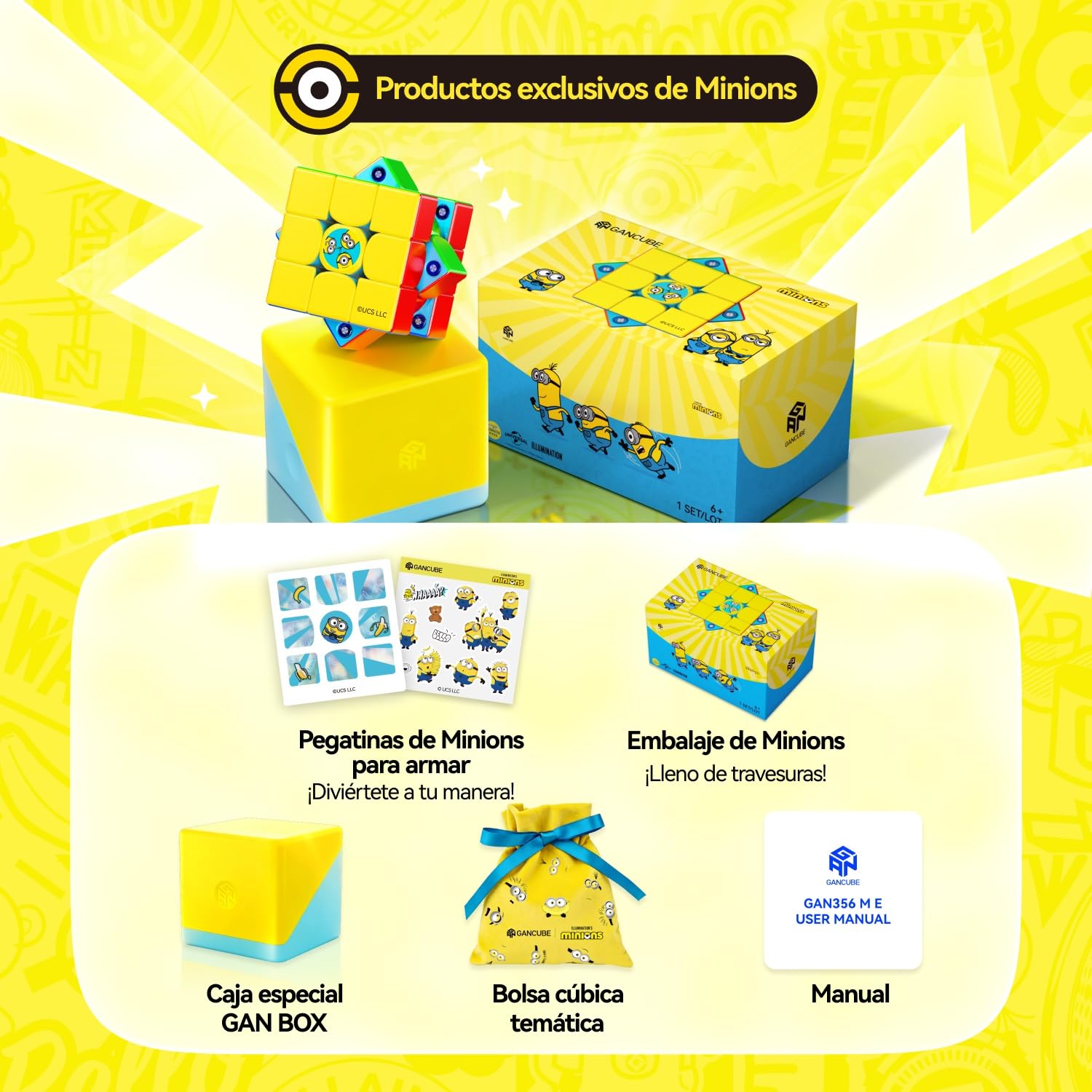 GAN 251 v2 Cube 2x2 & 356ME Cubo Profesional Magnético 3x3 Edición Minions