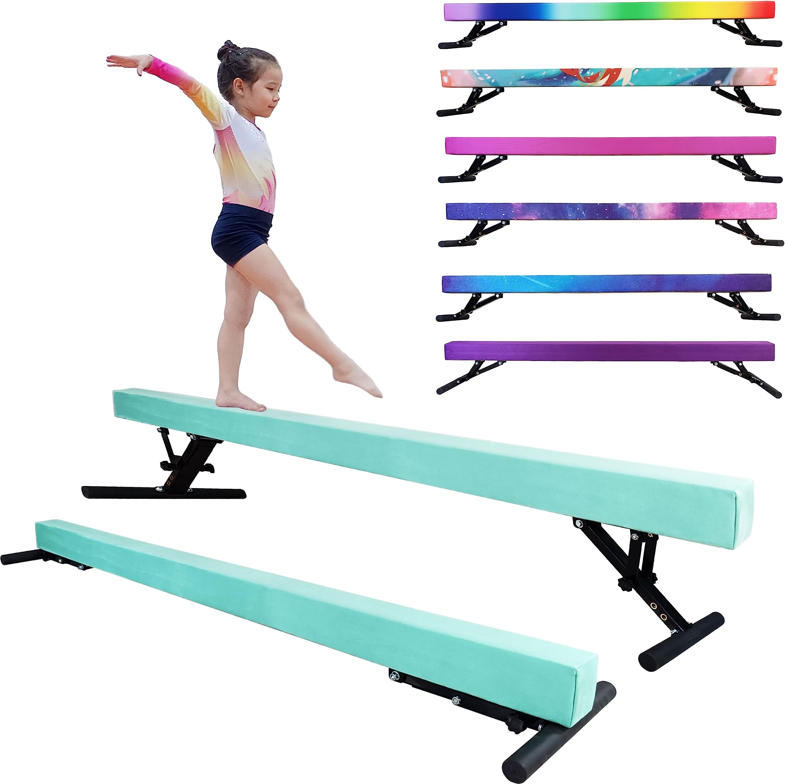 Seliyoo Adjustable Balance Beam 8FT, Gymnastics Beam for Kids & Teenage All Levels, High Low Floor Beam with Anti-Slip Legs, Professional Gymnastic Equipment for Home Gym Center Use