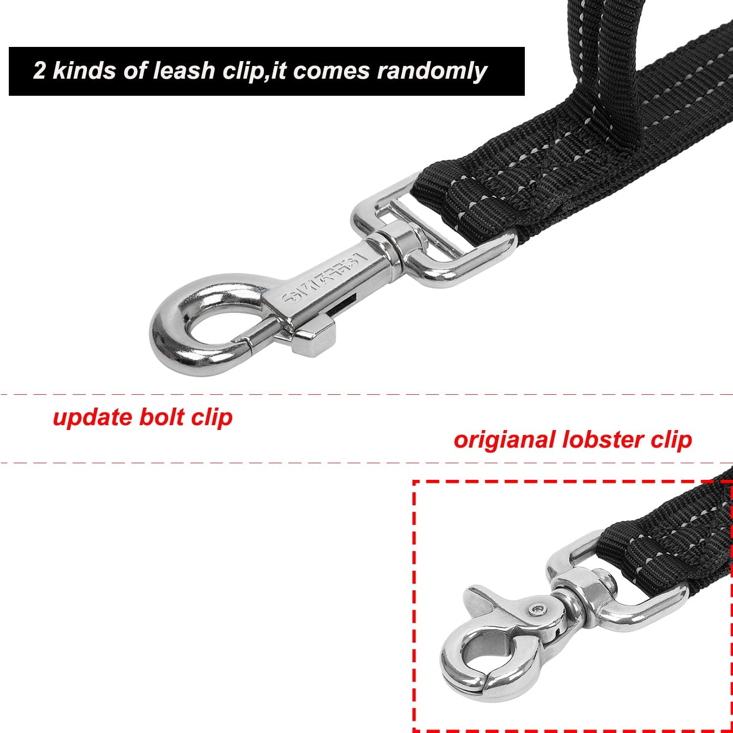 ICEFANG Tactical Dog Leash,K9 Training Walking Bungee Lead with Double Handle,Stainless Steel Clasp,Hands Free D-Ring (4ft, Reflective-BK)