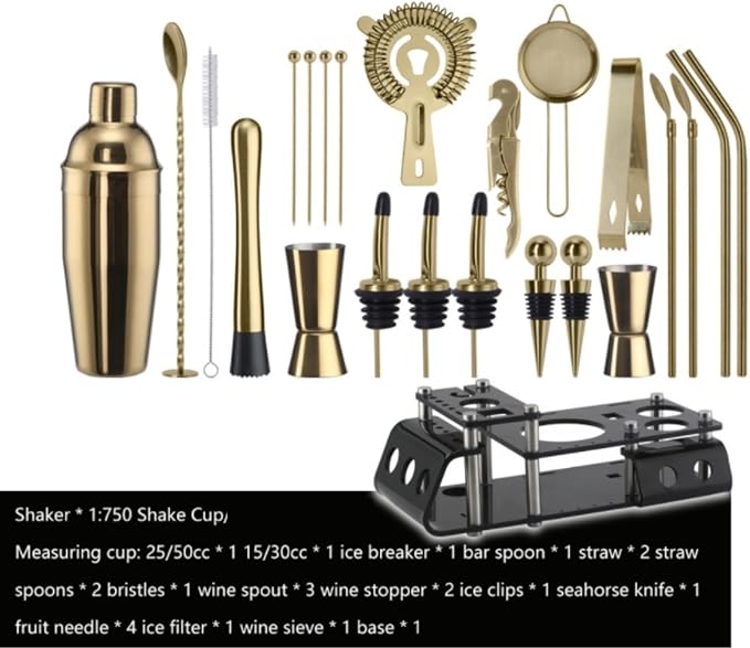 Set de coctelera y accesorios para bartender 24 piezas 750ml miniatura 5