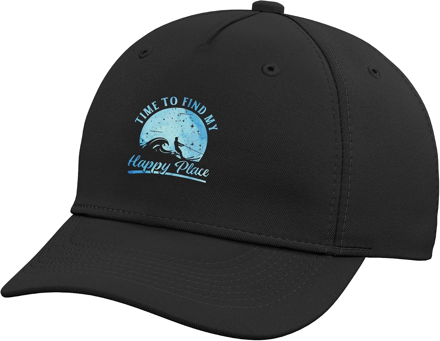 Time to find My Happy Place - Waterskiing Lover Waterskier Adjustable Baseball Hat