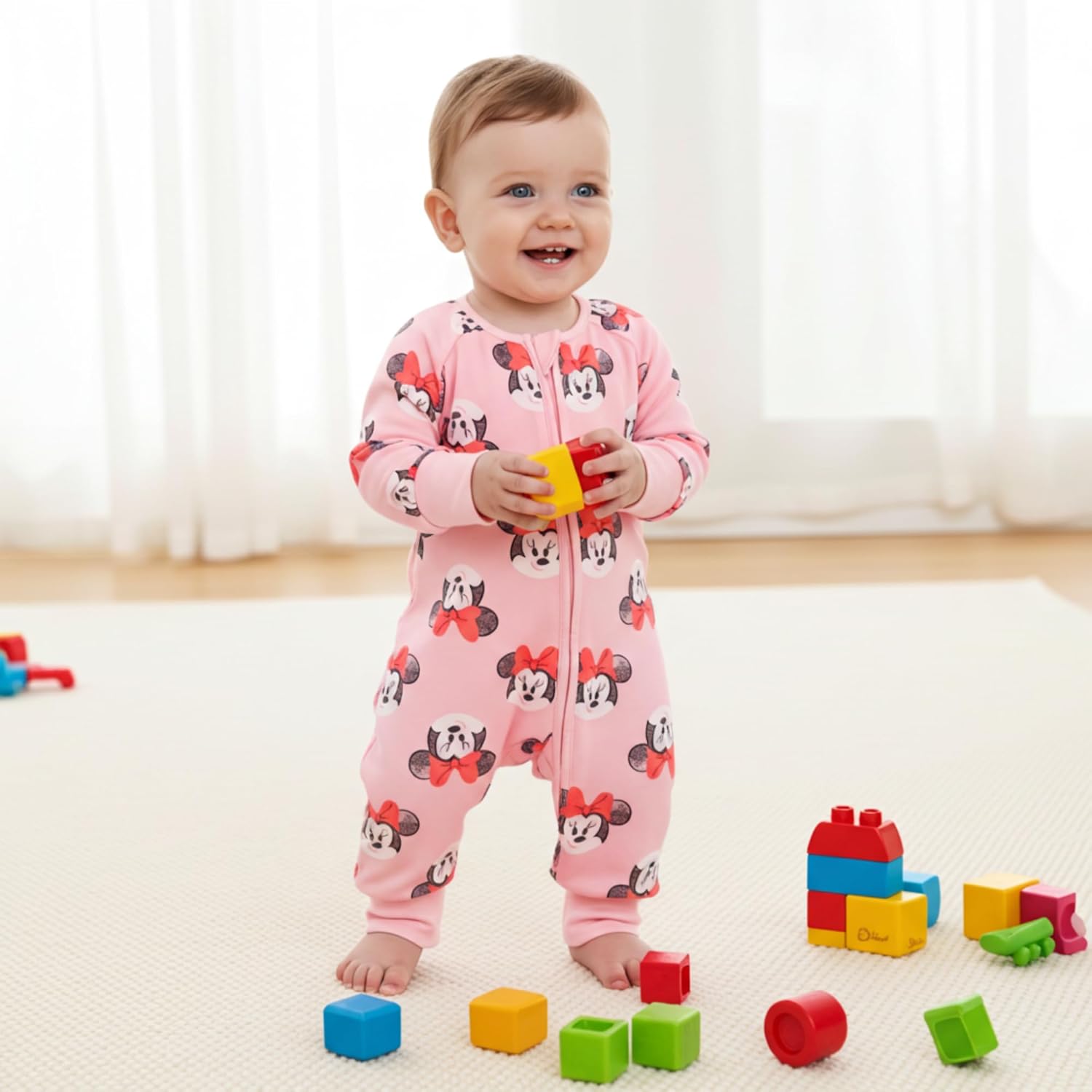 Disney Princess Ariel Belle Moana Mickey Minnie Baby Organic Cotton Footie Zipper Pajamas Newborn Infant Romper