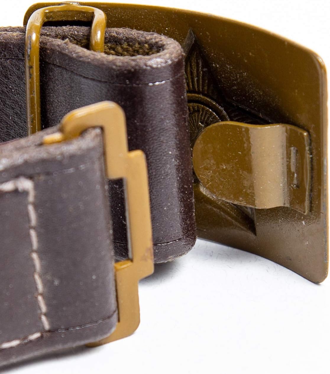 Rushnichok Vintage Soviet military field belt - WW2 style Soviet Army Canvas belt with Green Aluminium Backle