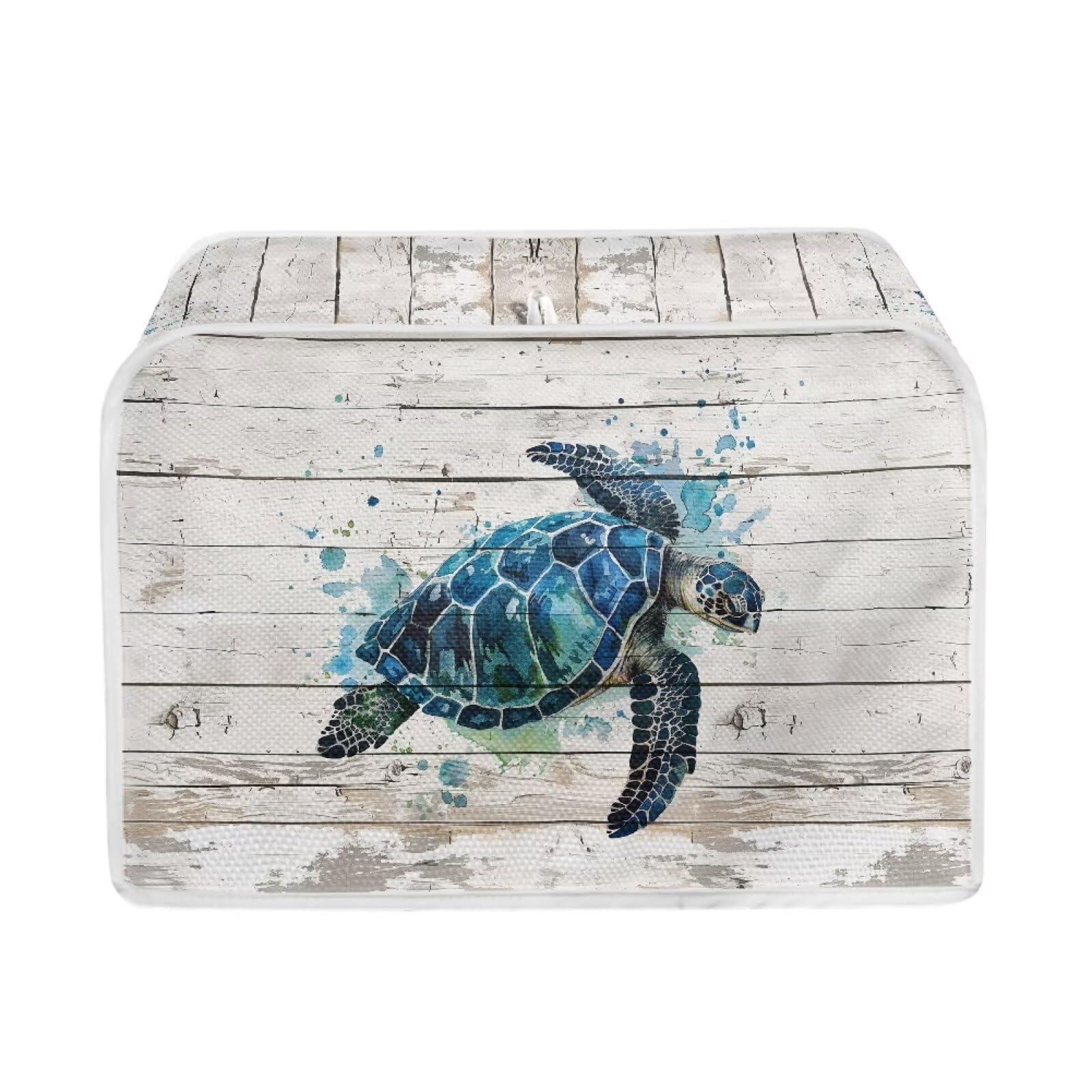 Talayituse Watercolor Turtle Wood Print Toaster Cover 4 Slice Wide Slot, Lightweight Dust Protection Washable Appliance Bag, Bread Maker Cover, M