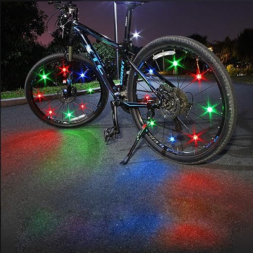 Miniatura 5 de Luces para rayos de rueda de bicicleta con pilas incluidas, luces impermeables para ciclismo seguro, modernas, fáciles de instalar