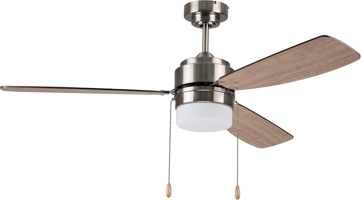 Litex Industries - Ausmus 52” Brushed Nickel Finish Ceiling Fan with 3 Reversible Blades & LED Light Kit - AU52BNK3L - DAMP Locations