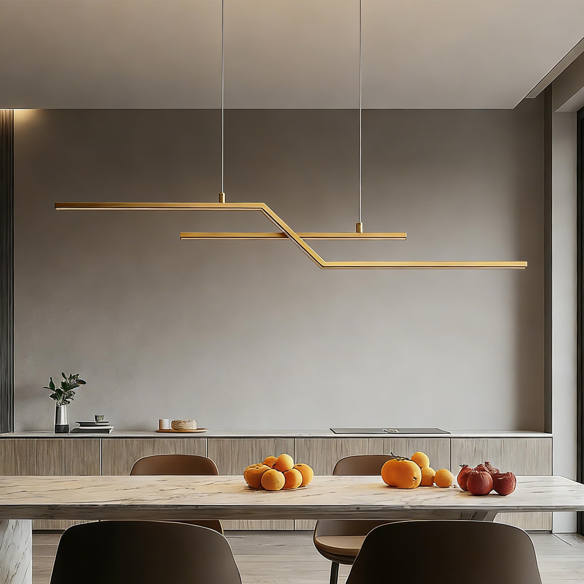 Mai & Mai Lampadario Sospensione 24W, 105 CM, Lunghezza Filo 150 CM, Oro | Metallo Base, Altezza regolabile, Lampada da Soffitto a Sospensione per Camera da Letto, Cucina e Soggiorno, Oro, Luvina10