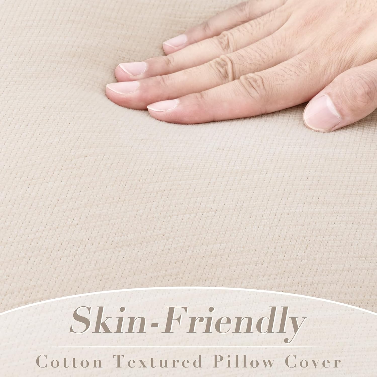 Set of 4 Khaki Throw Pillow Covers 24x24 Inch, Neutral Boho Farmhouse Aesthetic Decorative Pillow Cases for Couch, Sofa, Living Room & Bed, Soft Chenille Pillow Cases, Stylish Home Decor, 60x60 cm