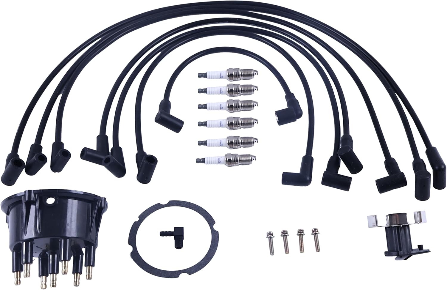 Tune Up Kit 84-816761Q16 815407Q5 MR43LTS Compatible With V6 4.3L Engines Mercruiser Thunderbolt IV V Ignition Includes Wires Distributor Cap Rotor Spark Plugs