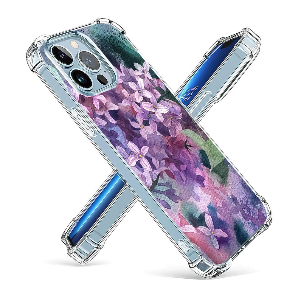 Coque pour iPhone 13Pro Max antichoc transparente en TPU souple à motif fleur violette AG3876 - 8