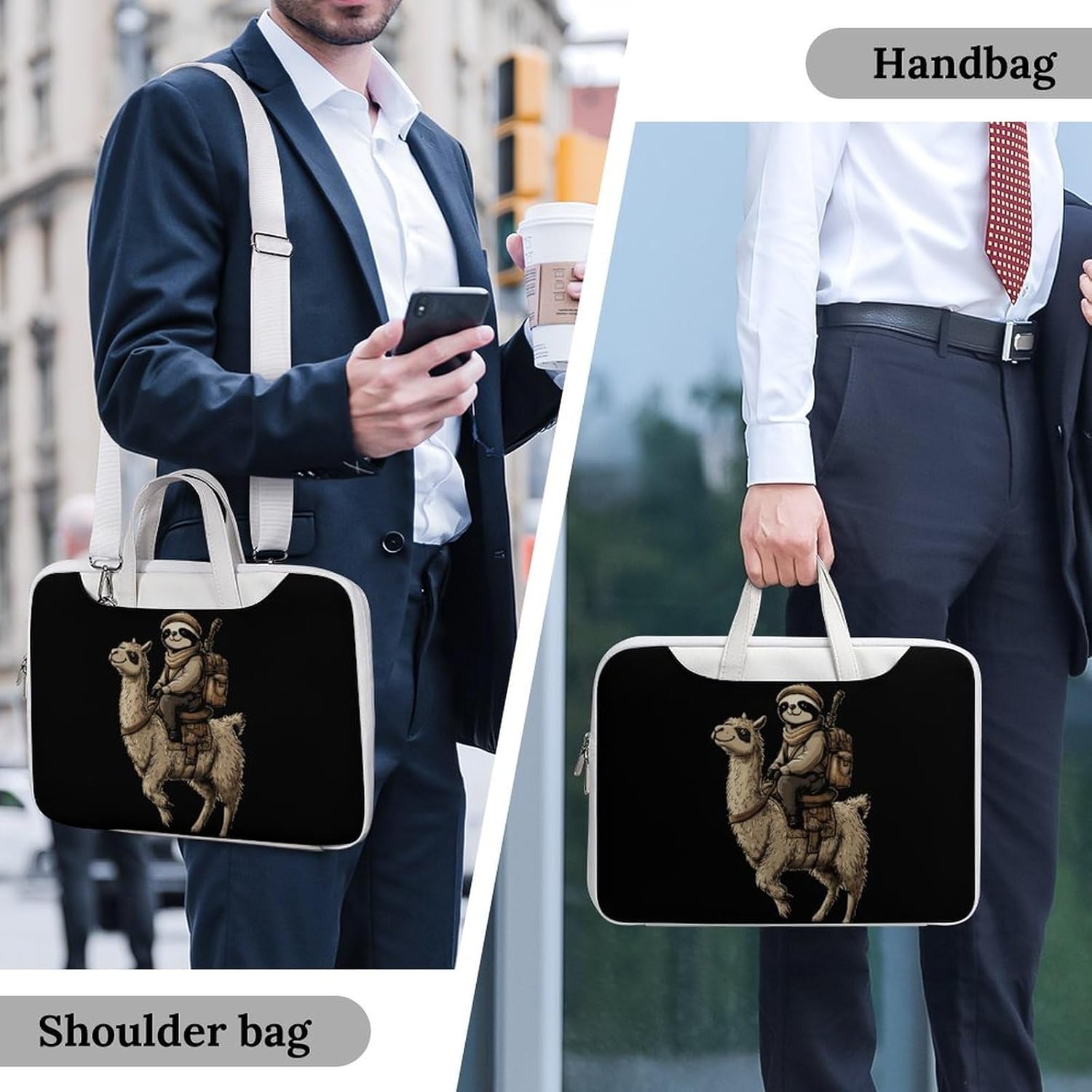 Sloth Riding Llama Best Friends Laptop Bag for Women Men Tote Bags Shoulder Handbag Briefcase Business Work