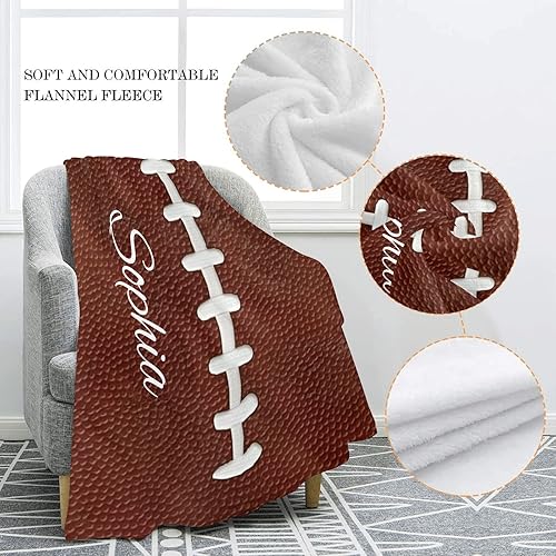 Miniatura 4 de Manta personalizada de fútbol con nombre, manta de forro polar súper suave para cama, sofá, regalo de cumpleaños y boda, 60 x 80 pulgadas