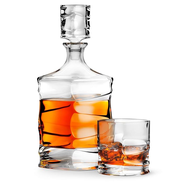 Buy 5 Piece LeadFree the Lord Dudley Whiskey Decanter Set in Leather