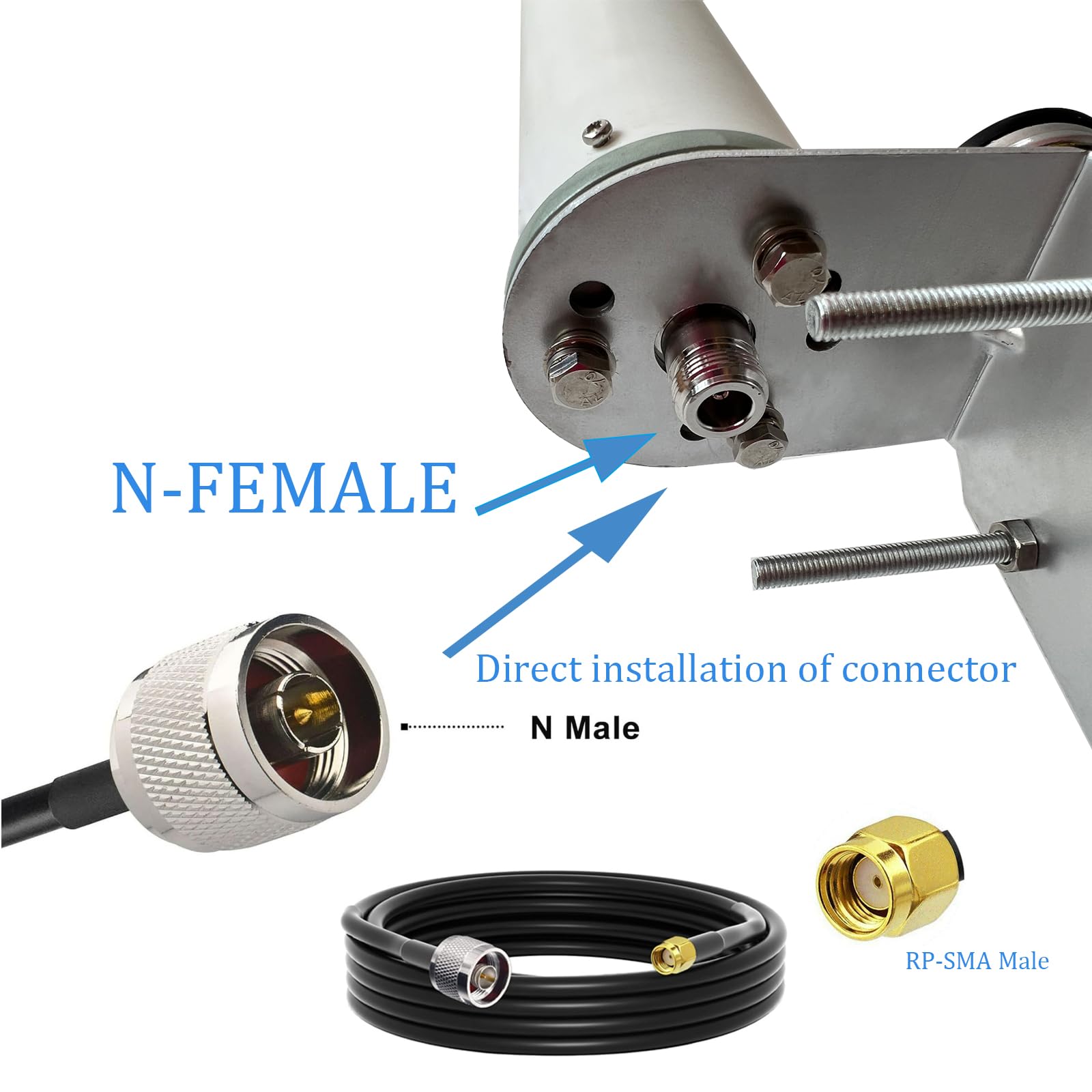 Antenna 5G 4G LTE omnidirezionale a banda larga per esterni, a lungo raggio, 698-3800 MHz 12dBi per Verizon, AT&T, router T-Mobile, ripetitore del segnale cellulare, include connettore TS9 e