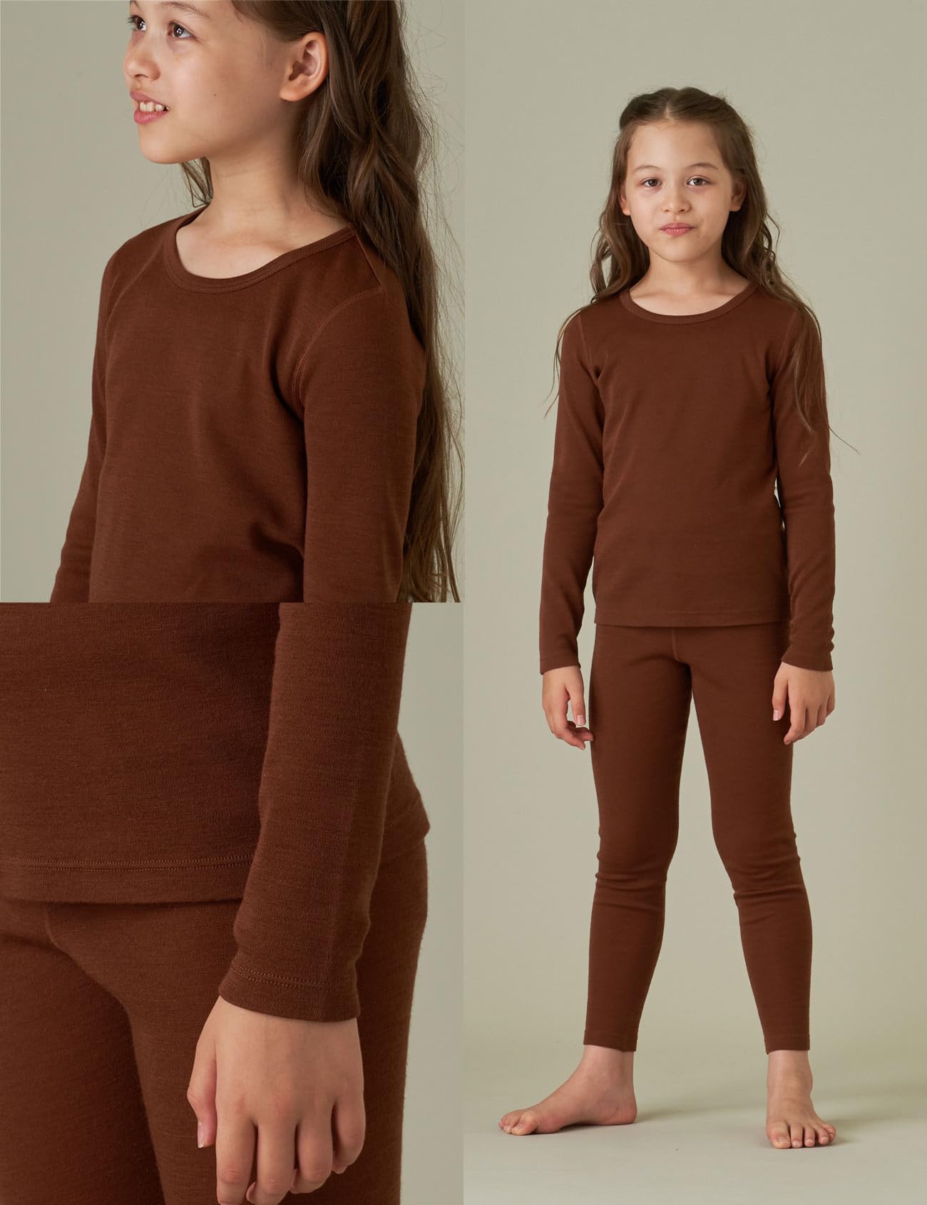LAPASA 100% Lana Merino Maglia/Calzamaglia Bambini Strato Base Leggings Intimo Termico Pantaloni Canottiera Unisex 5-13 Anni K13 K14