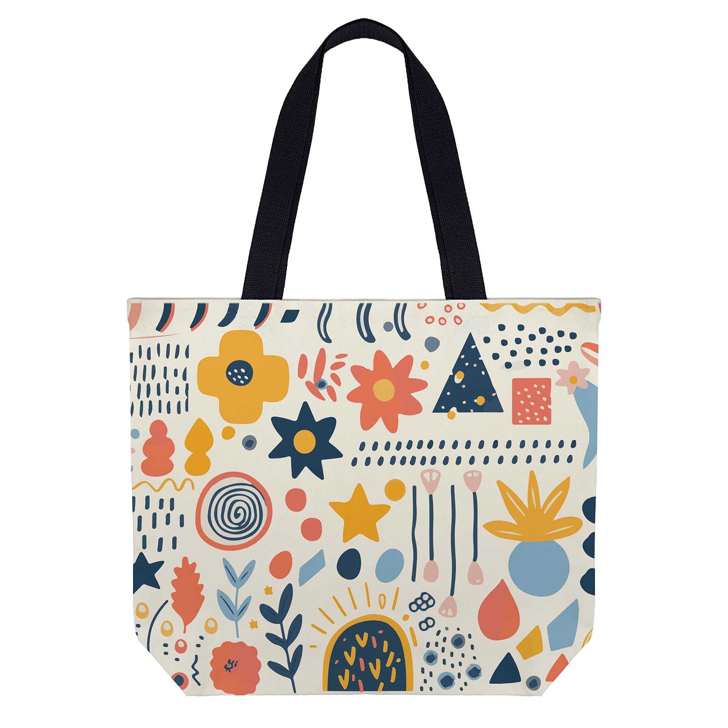 Large Tote Bag for Women, Floral Grocery Tote with Snap Thick Canvas Both Side Pattern, Gift Daily Use Shopping Travel Picnic