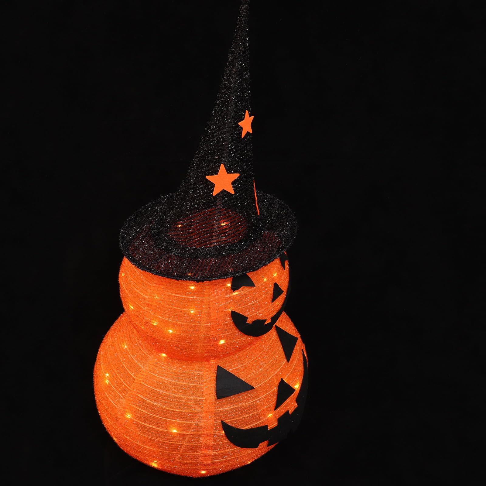 Lanterne pliable en tissu citrouille orange POPETPOP de 30cm pour décoration et éclairage Halloween