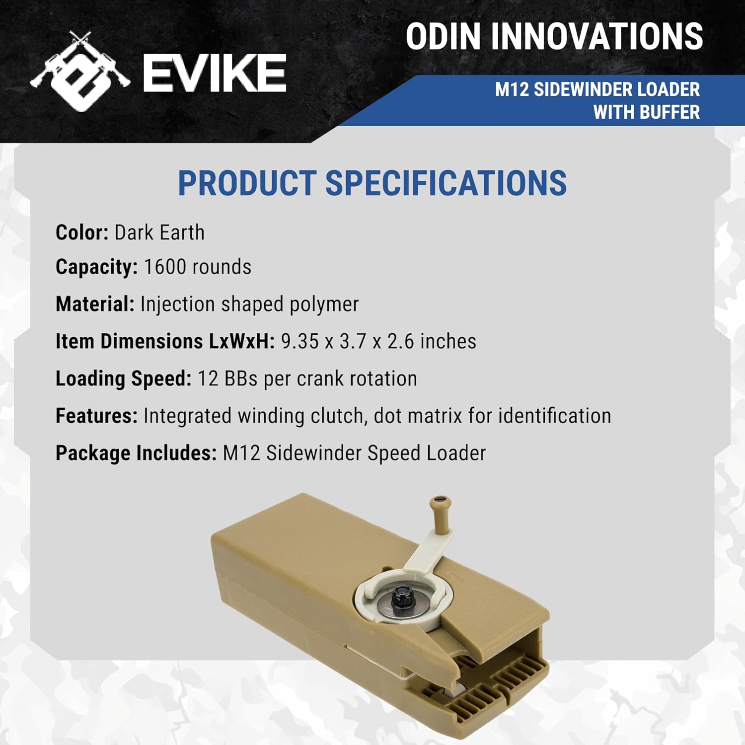 Evike Airsoft - EMG Odin Innovations M12 Sidewinder Speed Loader with M12 Sound-Dampening Buffer
