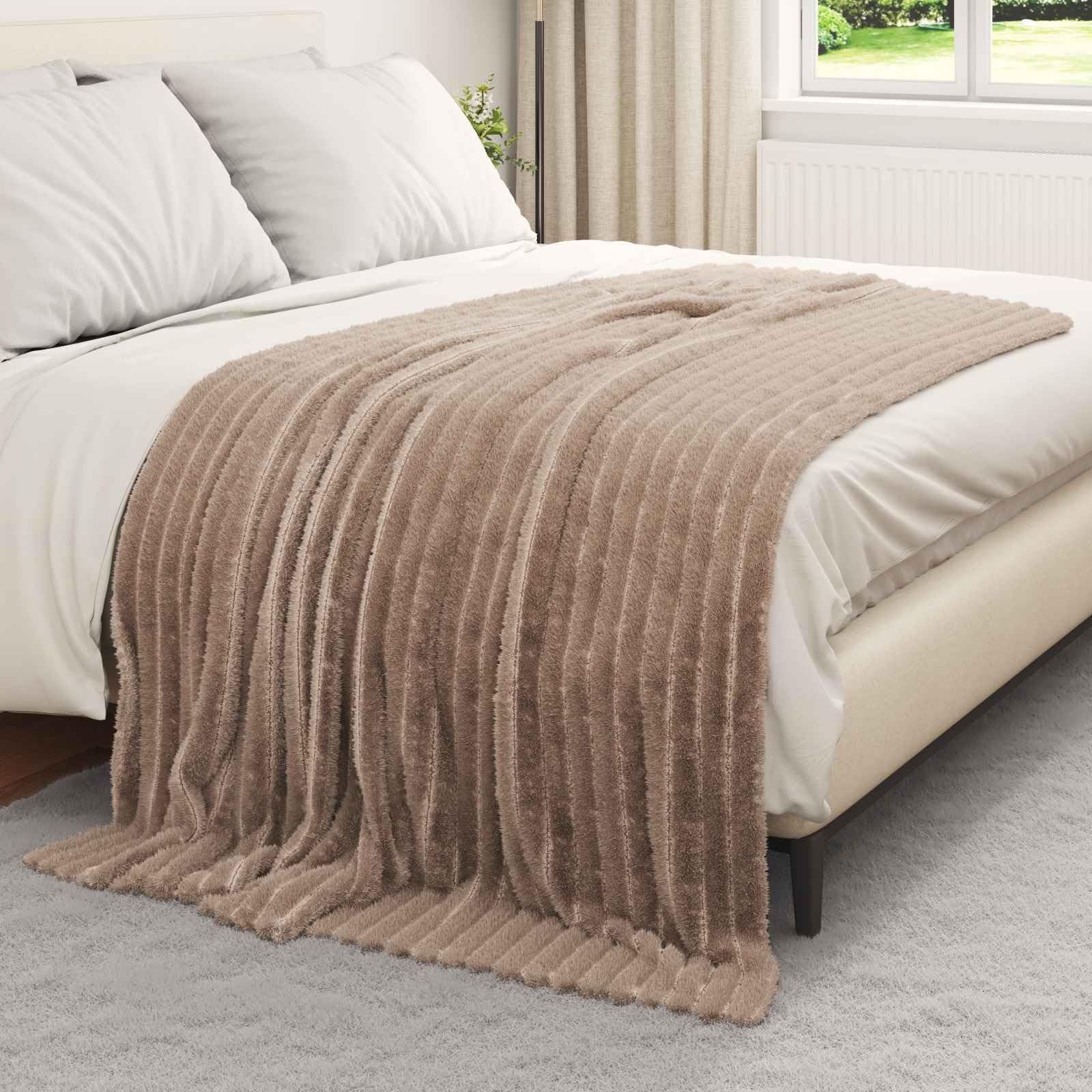 Narzuta z polaru wielbłąda, 6 sztuk, 200 x 150 cm, lekka i przenośna, jako narzuta na łóżko, koc na sofę, do sypialni, salonu, na piknik i podróż, uniwersalna narzuta