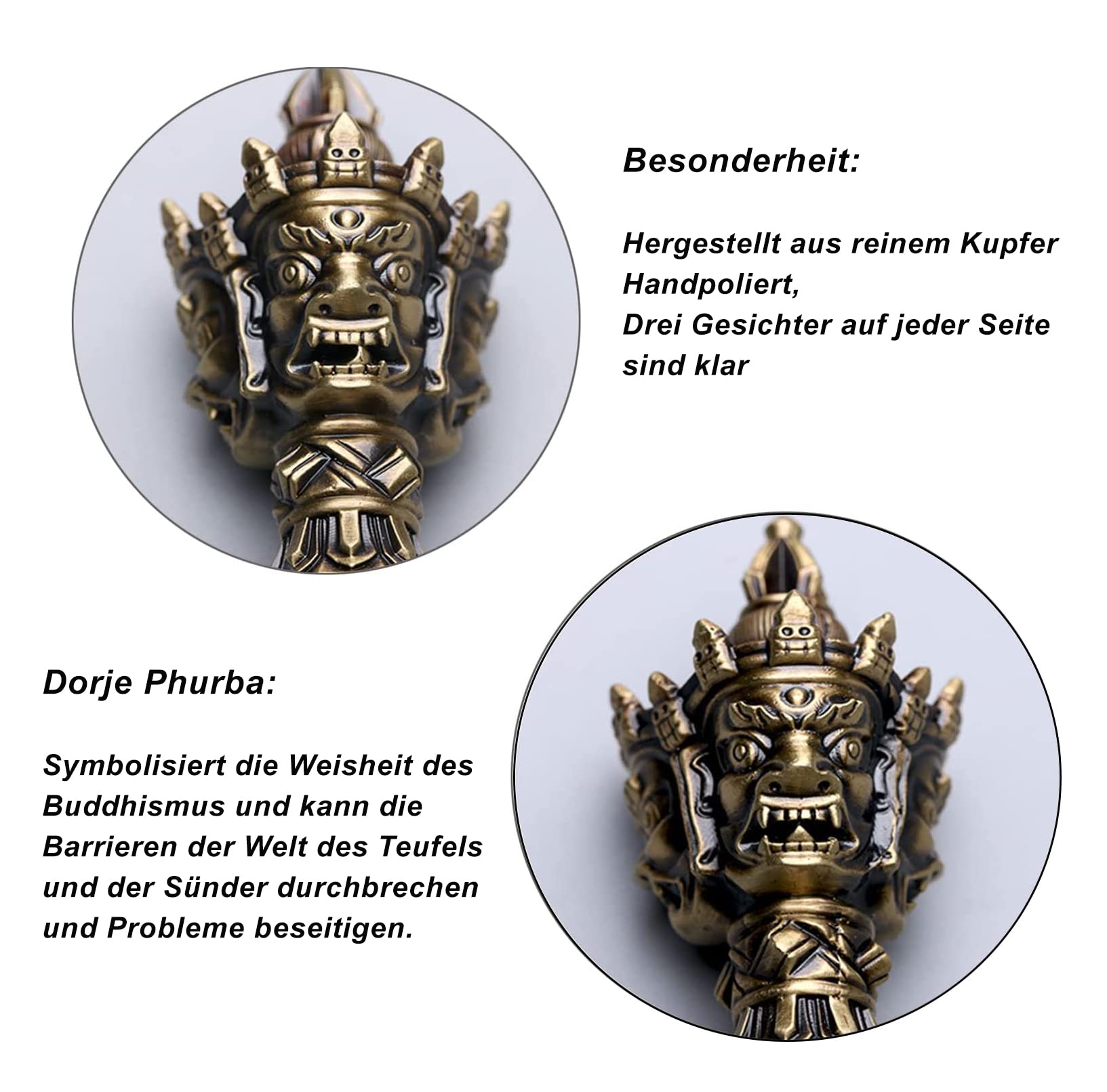 DAXINYANG Laiton Vajra Phurba, 17Cm Dorje Rituel Tibétain Népal Bouddhisme Kila Phurpa, avec Socle