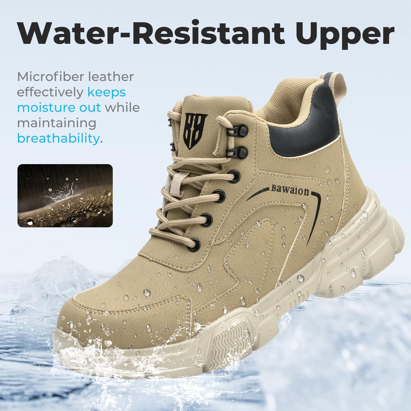 Nasogetch Scarpe Antinfortunistiche Uomo Donna Alte Scarpe da Lavoro Impermeabile Stivali da Lavoro Leggere Comode con Punta in Acciaio