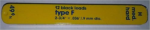 Sheaffer Tipo F 12 cables negros 2 34" x 0.036" 0.9 mm dia. H medio duro vendido en unidades de 2