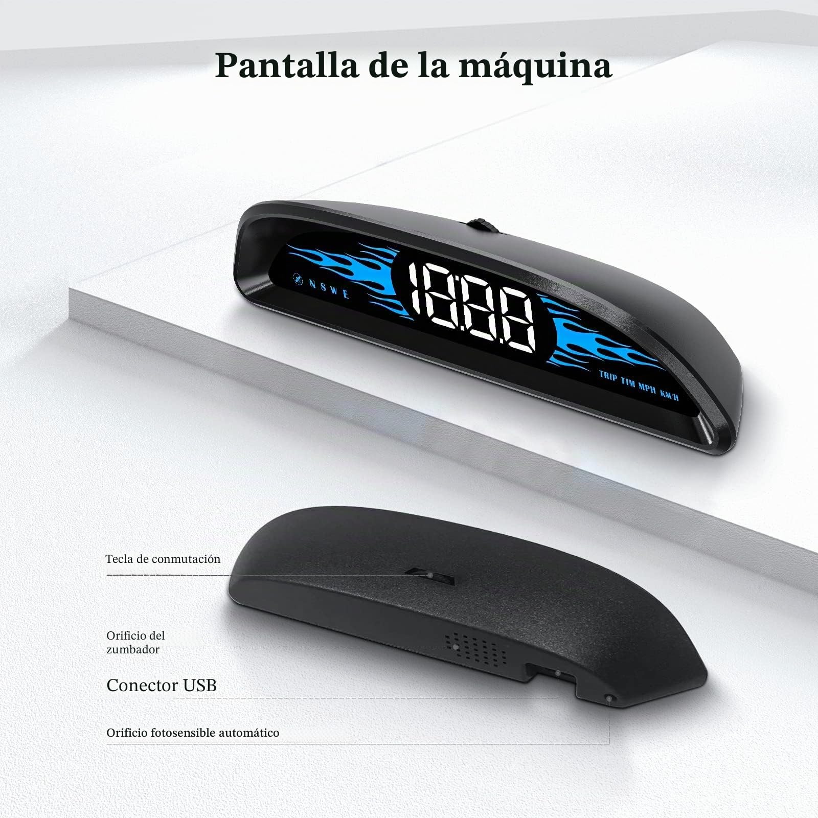 Velocímetro GPS para coche, mostrando velocidad, velocímetro, recordatorio de velocidad y recordatorio de conducción de fatiga, compatible con todos los coches, pantalla frontal