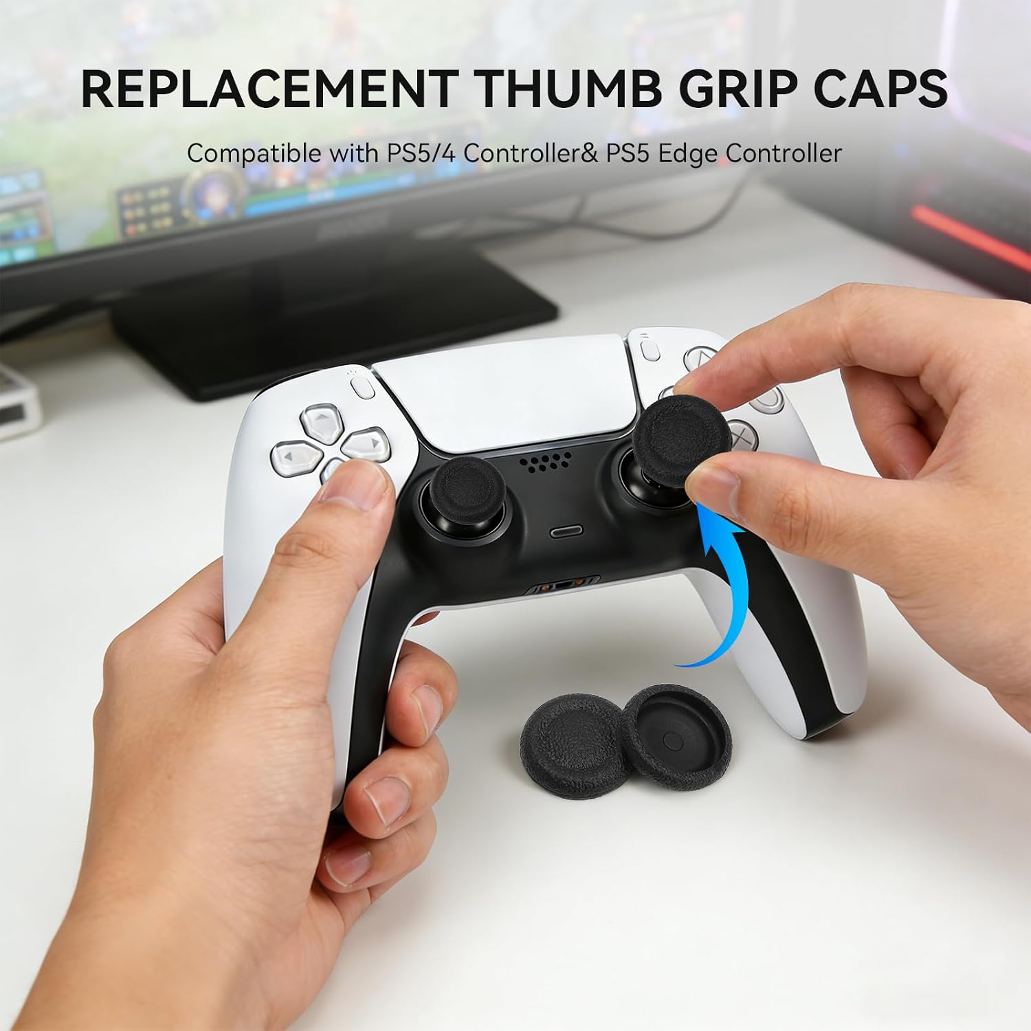 Replacement Thumb Grips Cap Compatible with PS5/PS4 Controller, Anti-Slip Anti-Scratch Joystick Caps (8 Pcs) image 4