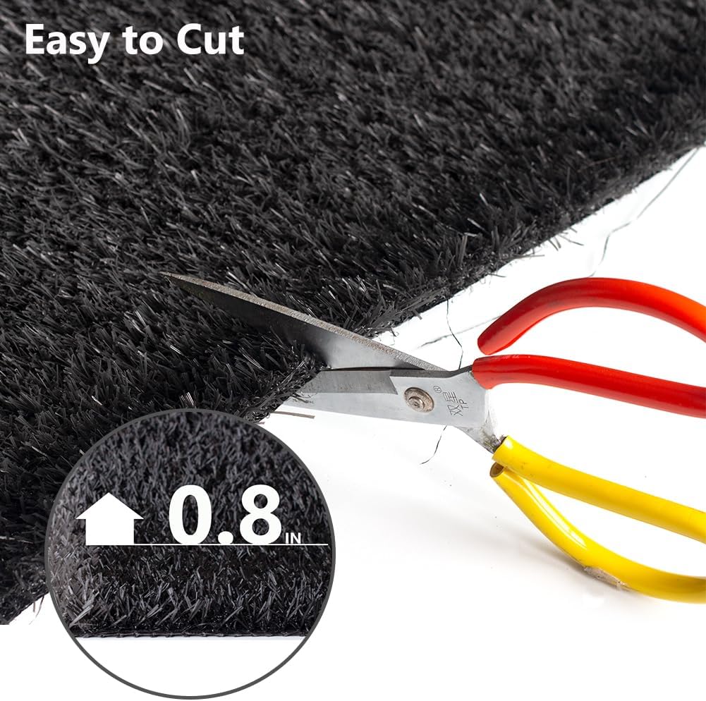 Goasis Lawn Artificial Grass Customized Sizes 1 x 10 Feet, Fake Grass Black-Gray Zebra Stripe Outdoor Rug Mat, 0.8" Pile Height Astroturf Carpet for Landscape, Balcony, Roof, Garden, Park