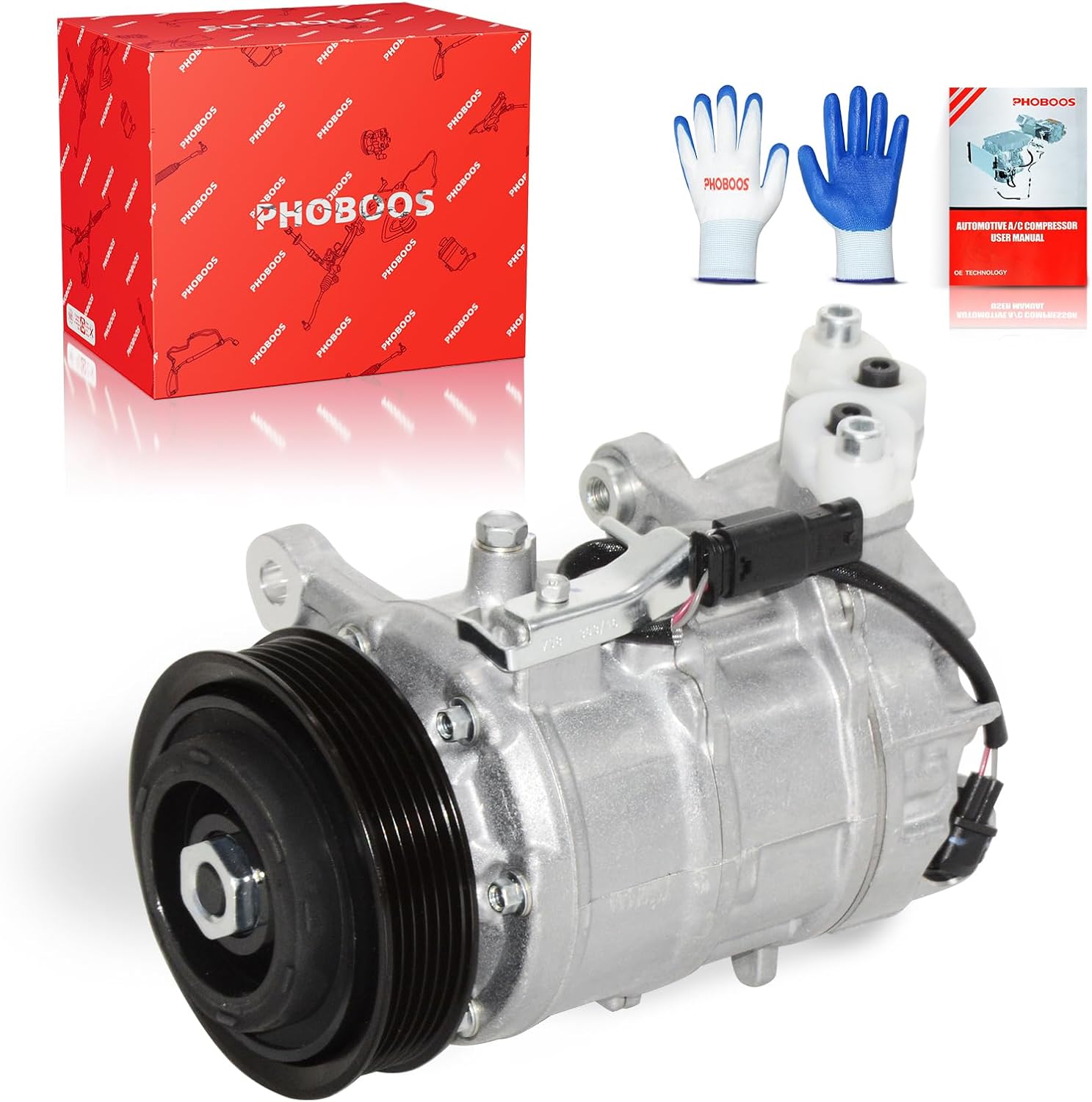 PHOBOOS A/C Compressor with Clutch Compatible with BMW X1, X2, X3, X4, 340i, 430i, 440i & Mini Cooper Clubman, Countryman etc. Models, Fast Cooling, Low Noise, Easy Installation, Ref.CO-11501C,168366