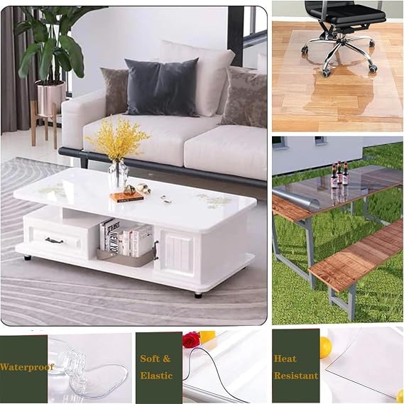 Custom PVC Table Protector, Clear Table Cloth Transparent Waterproof Table Cover 1mm/1.5mm/2mm/3mm Thick Wipeable Desk Pad for Dining Room (Size : Rectangle)