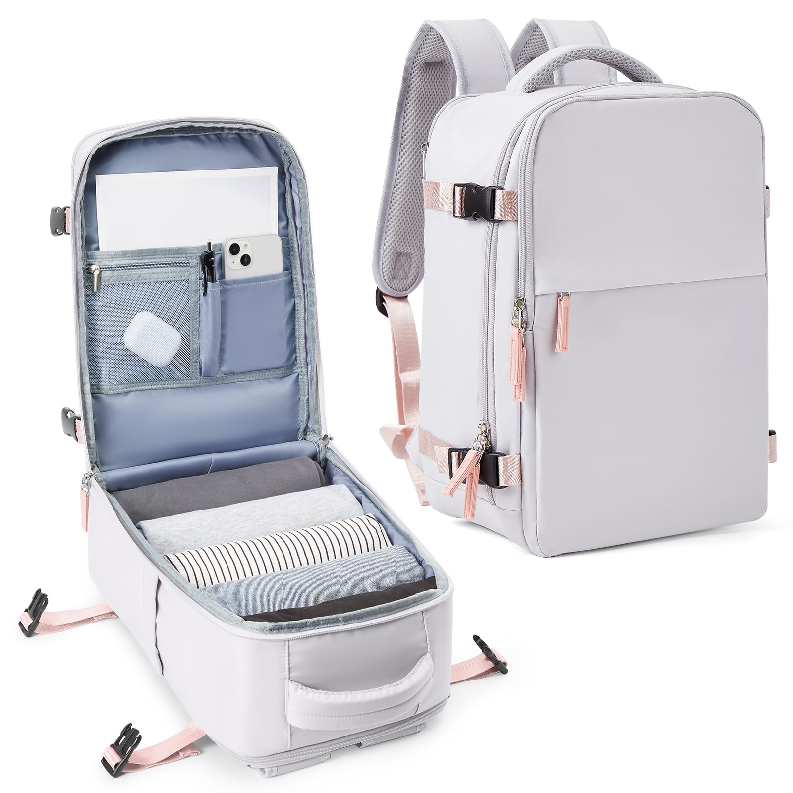 SZLX Zaino Ryanair 40x20x25 Bagaglio a Mano zaino Borse da Cabina per Easyjet 45x36x20 Zaino da Viaggio donna con porta ricarica USB, Borsa da Viaggio aereo Zaino Computer Impermeabile Casual Daypack