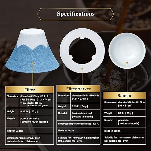 Miniatura 6 de Filtro de café reutilizable de cerámica Gotero Sostenible sin papel Monte Fuji Hecho en Japón (flores de cerezo)