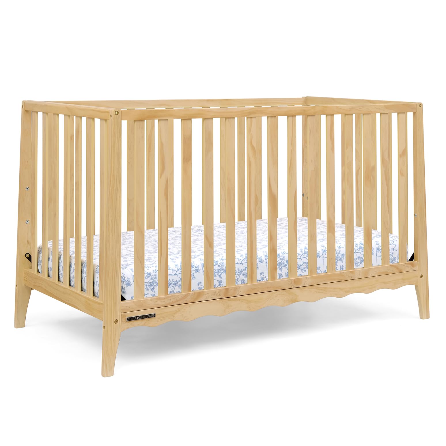 Photo 1 of Delta Children Lulu 5-in-1 Convertible Crib, Converts to Toddler Bed, Daybed, Sofa & Full-Size Bed, Natural Wood, Fits Standard Crib Mattress, 3 Mattress Heights for Baby Nursery, Natural