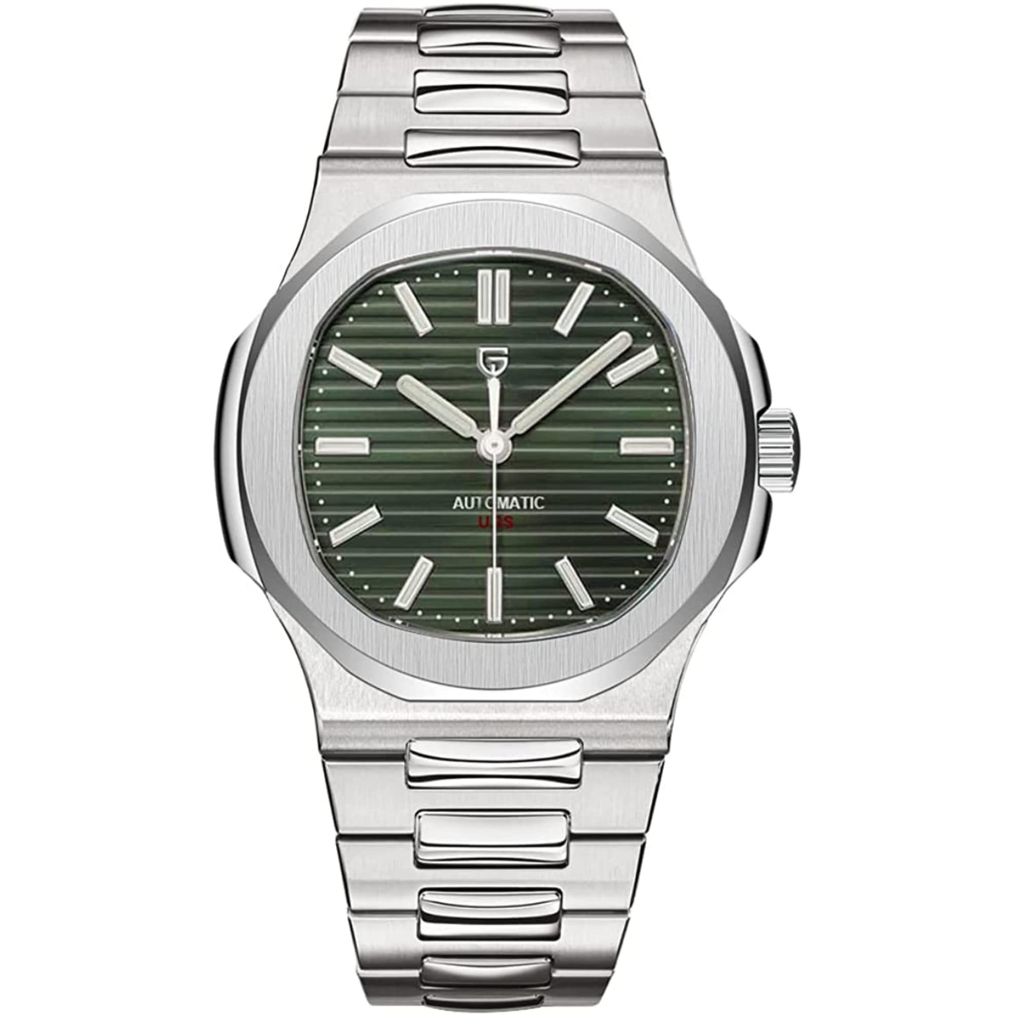Pagani DesignPd-1728 Nautilus Homage Automatic Movement (St6) | Stainless Steel Dial Men's 40Mm Analogue Watch | Green Dial