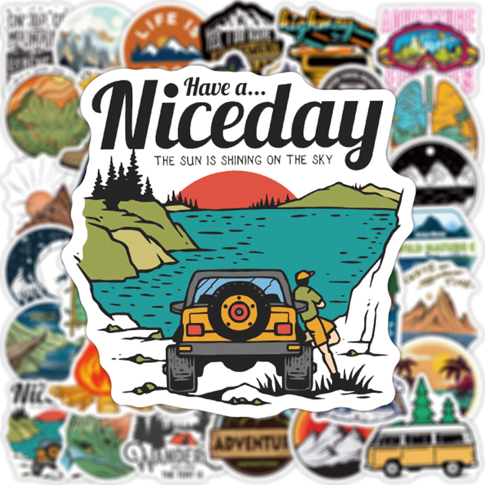 100 sztuk Outdoor Camping Kids Adventure Stickers dla dzieci dla komputera kubków motocykla i podróży