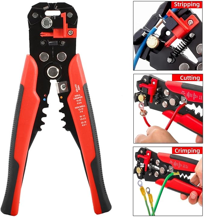 Alicate Crimpeador Multifunción 5 en 1 Ajuste Automático YWHWXB Rojo miniatura 6