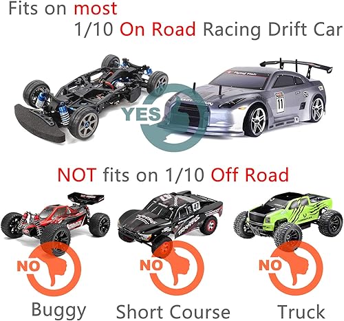 Miniatura 6 de Escala 110 RC Impreso Precut Drift Racing Touring Onroad Carrocería Coche Shell Ancho 7.480 in (Amarillo)