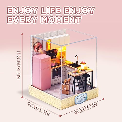 Miniatura 64 de Flever Kit de casa de muñecas en miniatura, habitación creativa con muebles para regalo romántico de obras de arte (hora del té de la tarde)