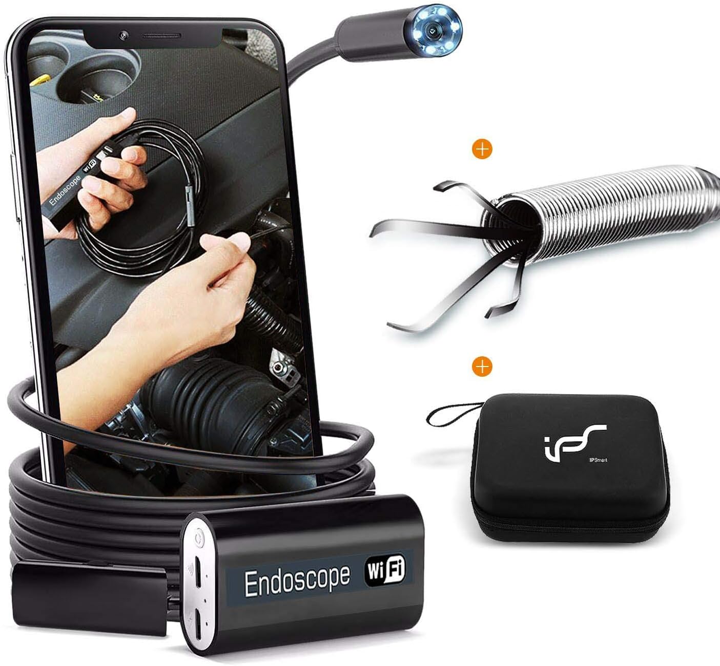 Endoscope WiFi, Wireless Endoscope Camera for Android 2.0MP Borescope Inspection Camera with Flexible Grabber 16.4ft (5M)