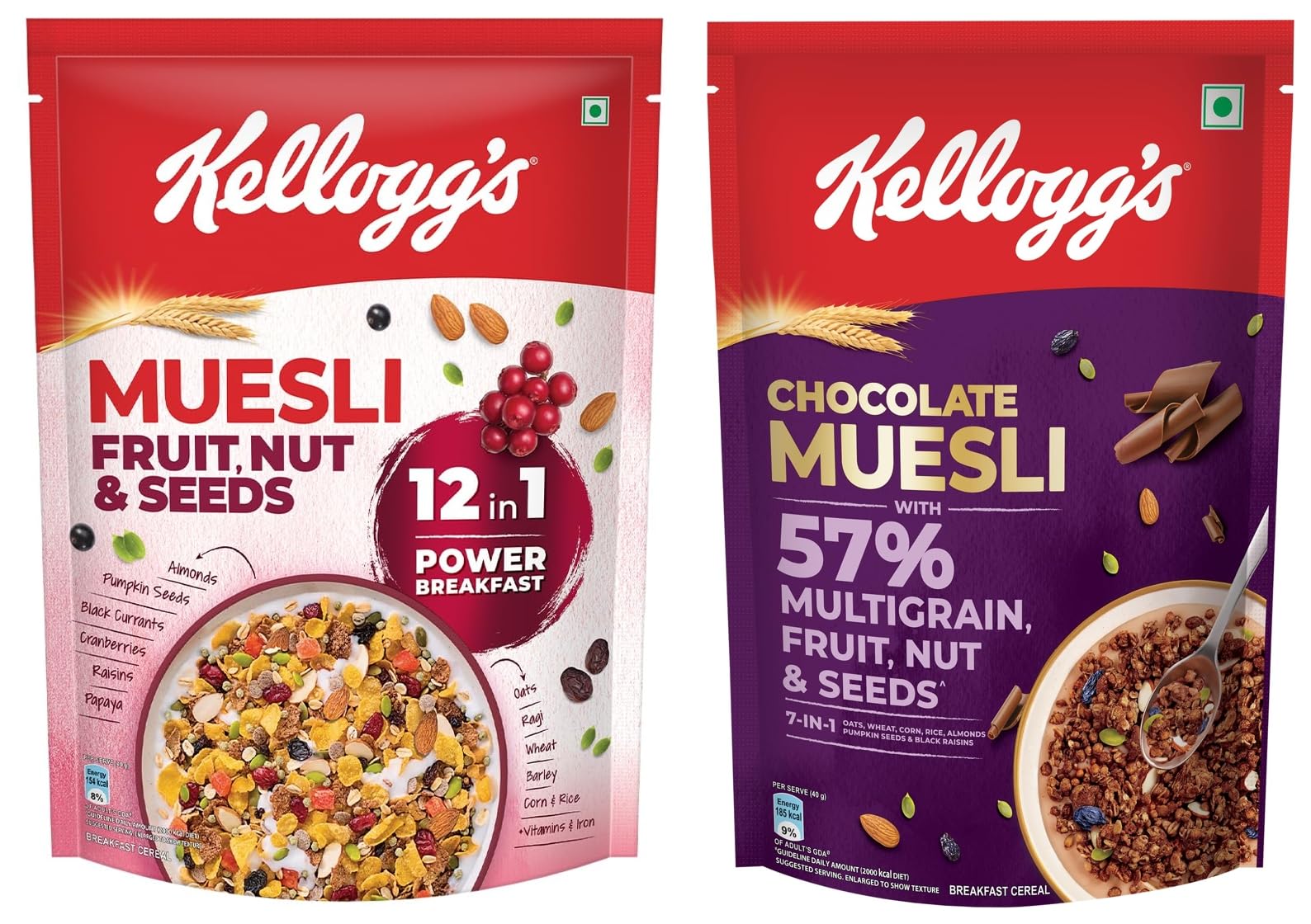 Kelloggs Muesli Fruit Nut & Seeds 500 gm & New Chocolate Muesli 450 gm (B0CW1KX5WW) Amazon Price History, Amazon Price Tracker