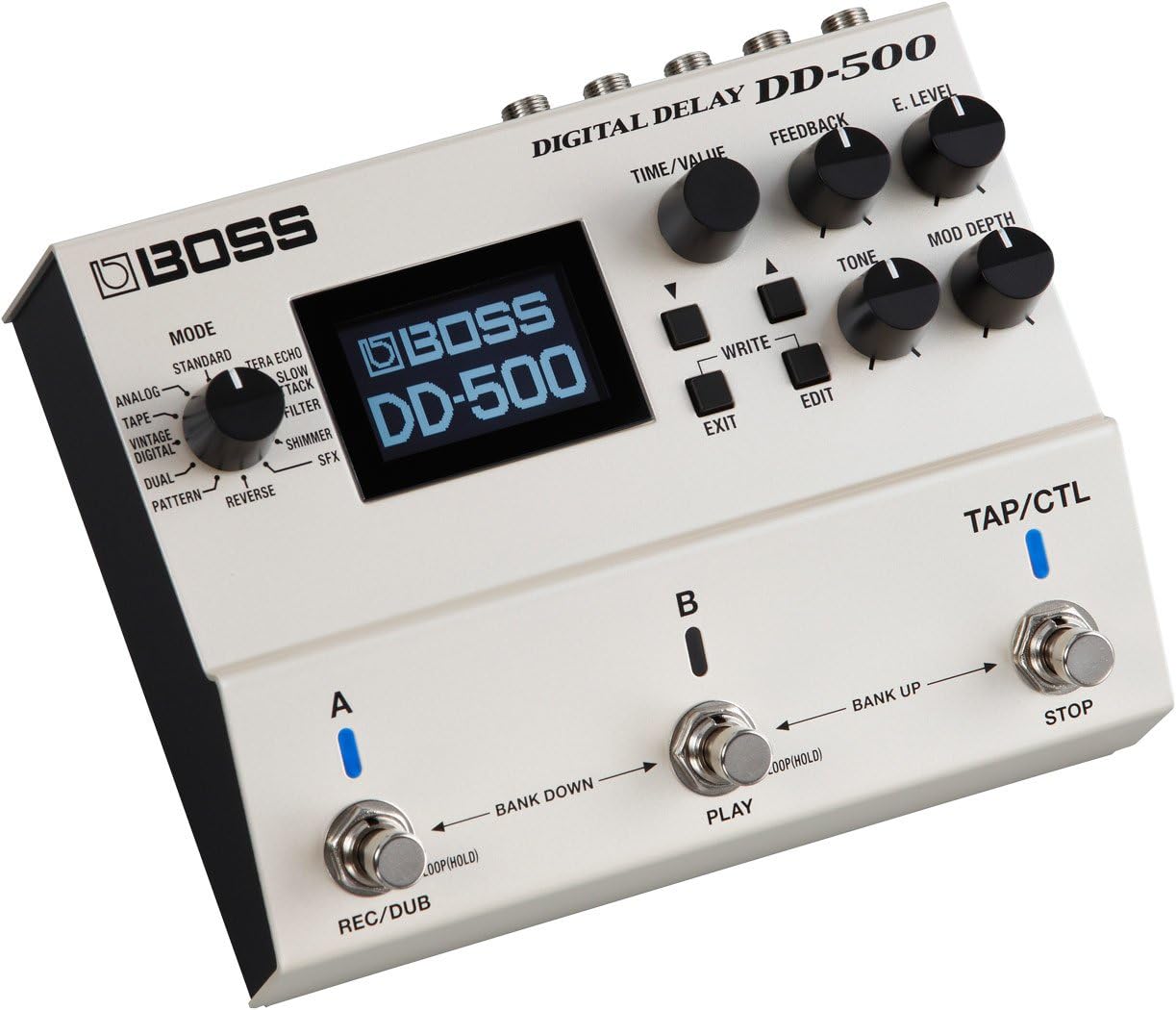 BOSS DD-500 Digital Delay Stompbox angled view showing controls