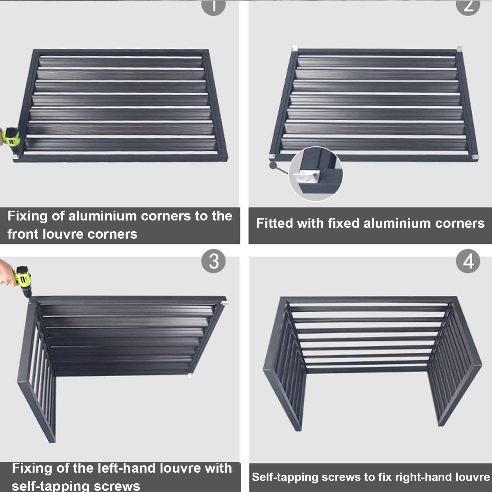 Cubierta deflectora de aire acondicionado, protección contra la lluvia para unidad exterior, escudo de reducción de ruido de aluminio, deflector resistente a la intemperie para un mayor rendimiento y