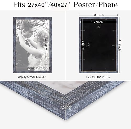 Vista 126 de Marco gris rústico de 18 x 24 pulgadas, marco para póster de 18 x 24 pulgadas, color gris envejecido, grande, retro, natural, 24 x 18 pulgadas