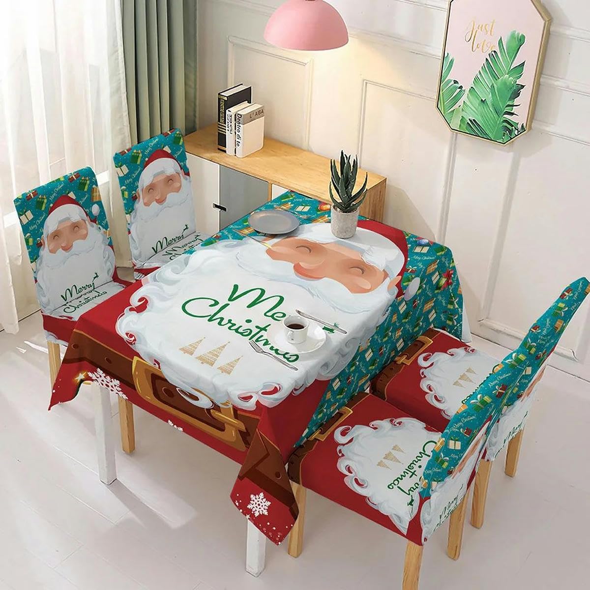 Mantel navideño Funda para Silla de Spandex Fundas para sillas elásticas para Comedor Funda para Silla de Boda Patrón Impreso Hotel-como Imagen_a-140x210cm Mantel