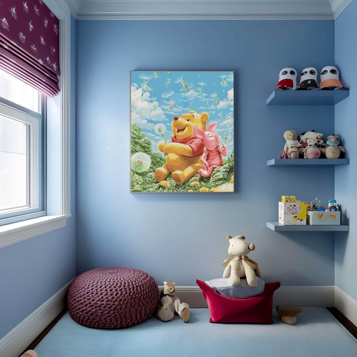 Oh Art! Malen Nach Zahlen für Kinder Anfänger Set Mit 3 Pinseln Acrylfarben Und Leinwand Gespannt Auf Holzrahmen Paint By Numbers DIY Bastelset 40 x 50 cm Mit Rahmen Winnie the Pooh